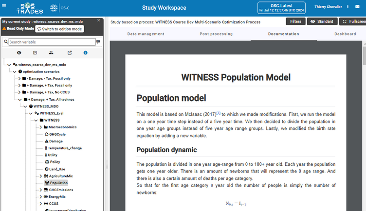 Population documentation in SoSTrades